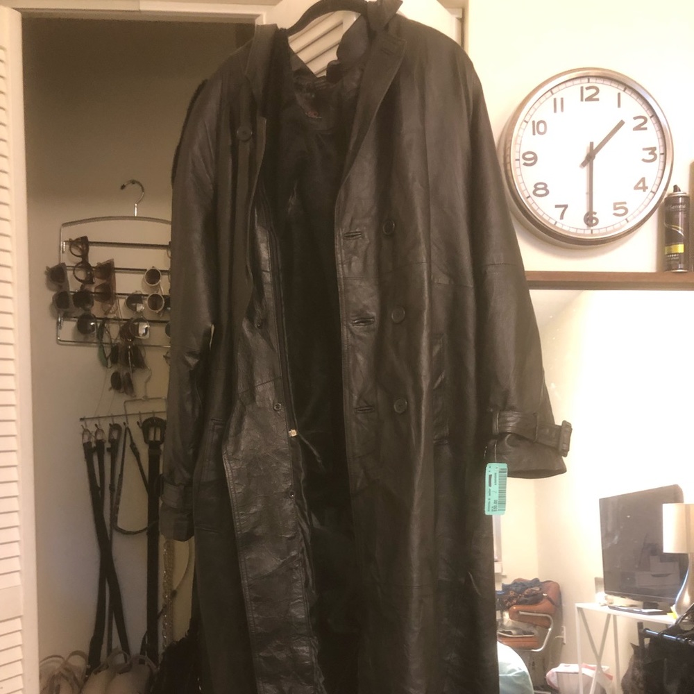 Phase Two faux leather duster trench coat jacket